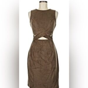 Faux GUESS Suede Olive Green Sleeveless Cutout Dress XS